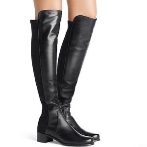 Stuart Weitzman Reserve Over the Knee Pull on Stretch Back Black Boots Sz 10.5